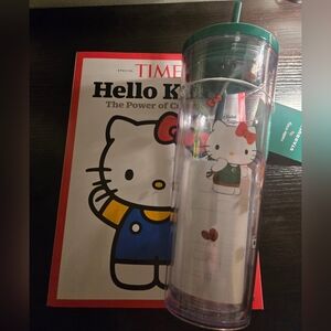 Starbucks Hello Kitty Cold Cup Tumbler + Bonus Time Mag 50th Birthday Edition